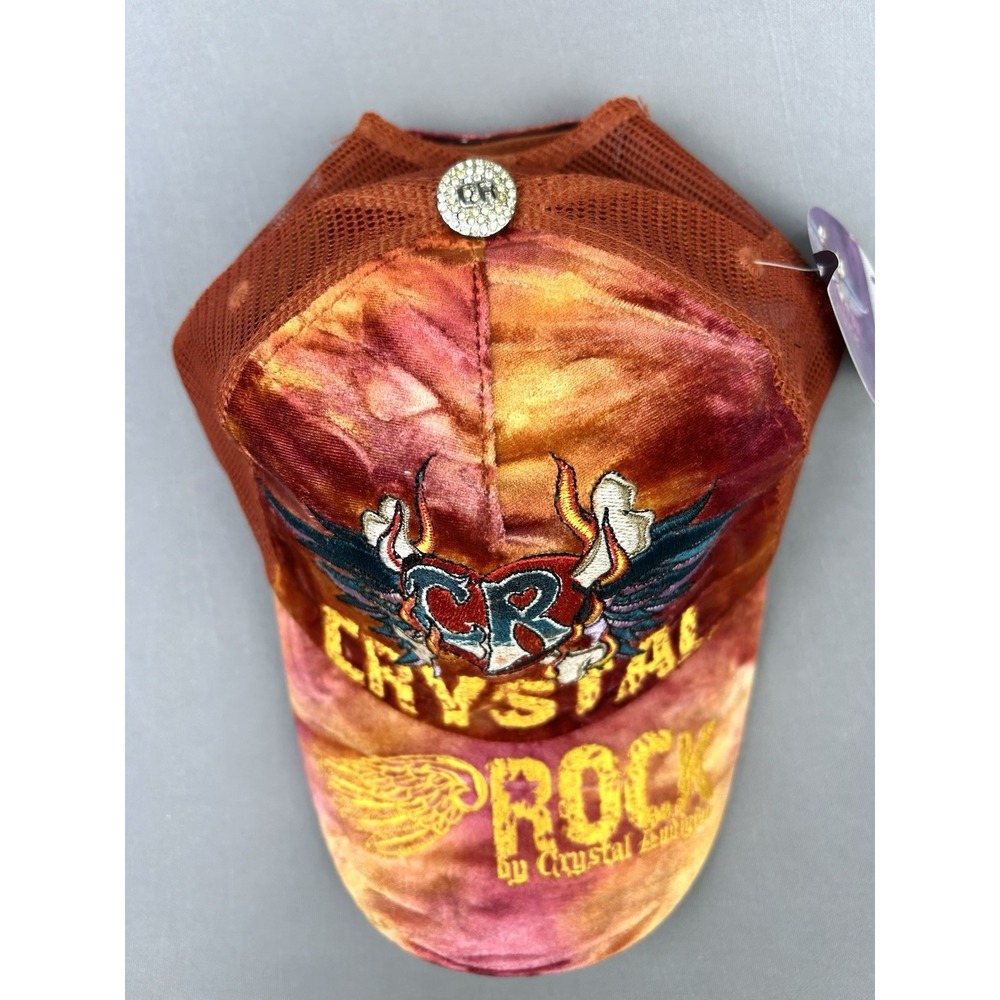 Crystal Rock Christian Audigier Velour Tie Dye Trucker Hat Strapback Cap NWT Y2K - Picture 3 of 14